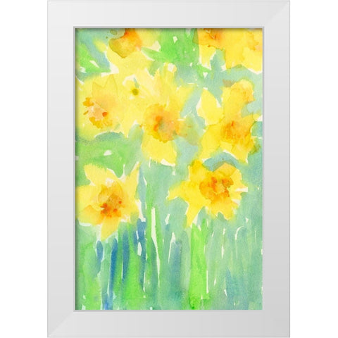 Daffodils II White Modern Wood Framed Art Print by Dixon, Samuel