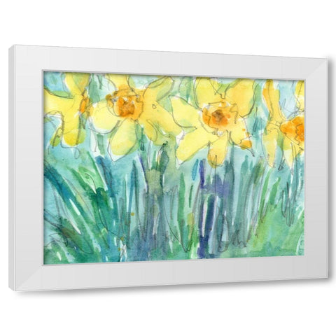Daffodil Blooms I White Modern Wood Framed Art Print by Dixon, Samuel