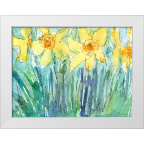 Daffodil Blooms I White Modern Wood Framed Art Print by Dixon, Samuel