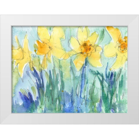 Daffodil Blooms II White Modern Wood Framed Art Print by Dixon, Samuel