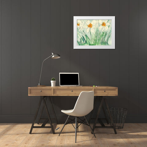 Daffodils Orange and White I White Modern Wood Framed Art Print by Dixon, Samuel