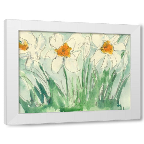 Daffodils Orange and White I White Modern Wood Framed Art Print by Dixon, Samuel