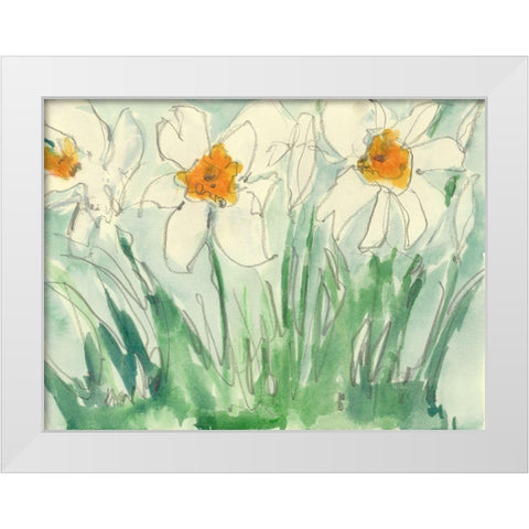 Daffodils Orange and White I White Modern Wood Framed Art Print by Dixon, Samuel