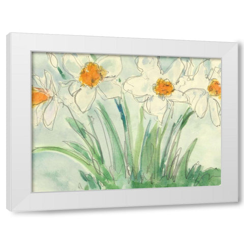 Daffodils Orange and White II White Modern Wood Framed Art Print by Dixon, Samuel