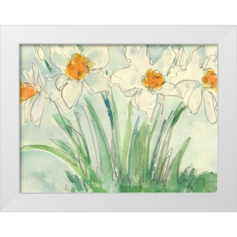 Daffodils Orange and White II White Modern Wood Framed Art Print by Dixon, Samuel