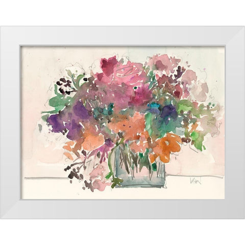 Mix Flowers II White Modern Wood Framed Art Print by Dixon, Samuel