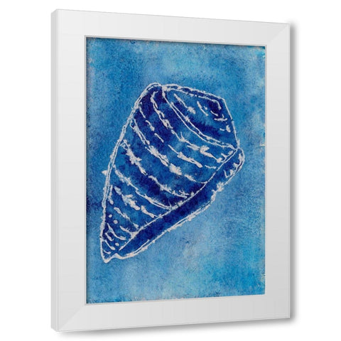 Cerulean Shells II White Modern Wood Framed Art Print by Moore, Regina