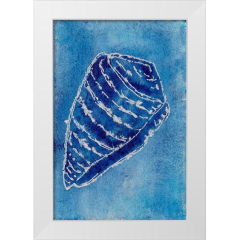 Cerulean Shells II White Modern Wood Framed Art Print by Moore, Regina