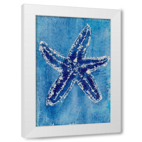 Cerulean Shells III White Modern Wood Framed Art Print by Moore, Regina