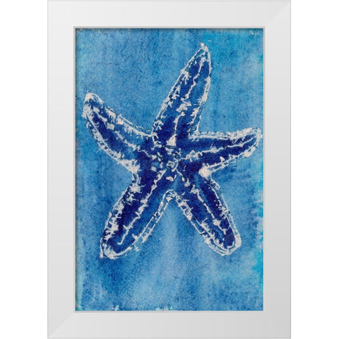 Cerulean Shells III White Modern Wood Framed Art Print by Moore, Regina