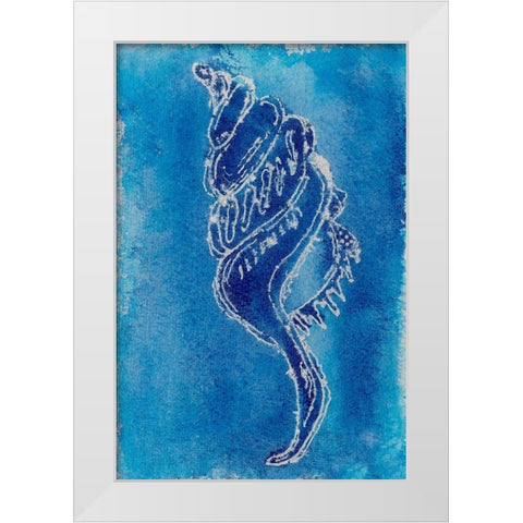 Cerulean Shells IV White Modern Wood Framed Art Print by Moore, Regina