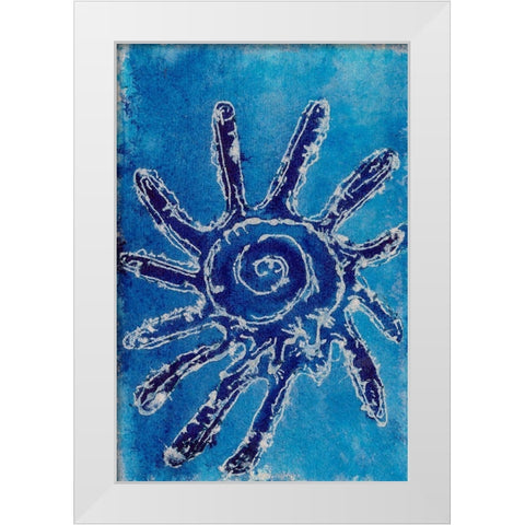 Cerulean Shells V White Modern Wood Framed Art Print by Moore, Regina