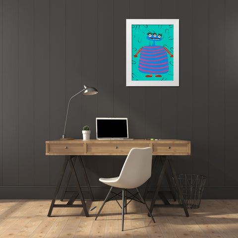 Happy Creatures III White Modern Wood Framed Art Print by Moore, Regina