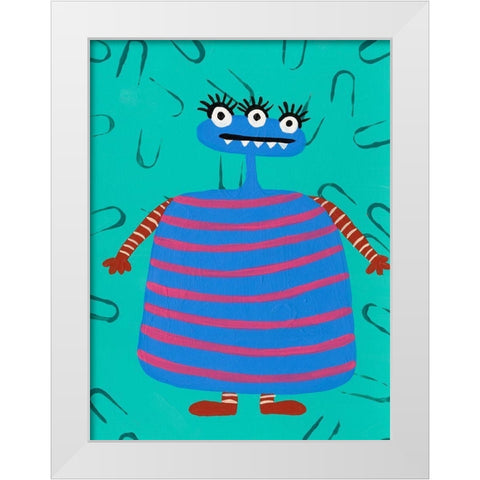 Happy Creatures III White Modern Wood Framed Art Print by Moore, Regina