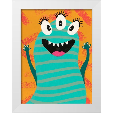 Happy Creatures V White Modern Wood Framed Art Print by Moore, Regina