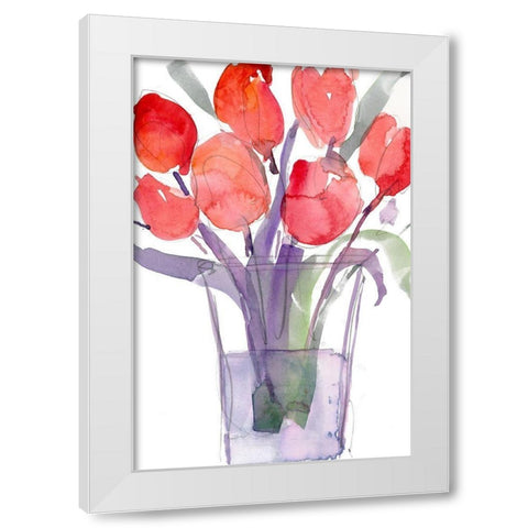 My Red Tulips I White Modern Wood Framed Art Print by Dixon, Samuel