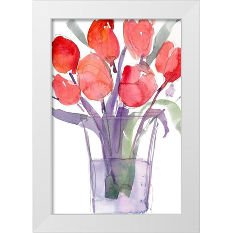 My Red Tulips I White Modern Wood Framed Art Print by Dixon, Samuel
