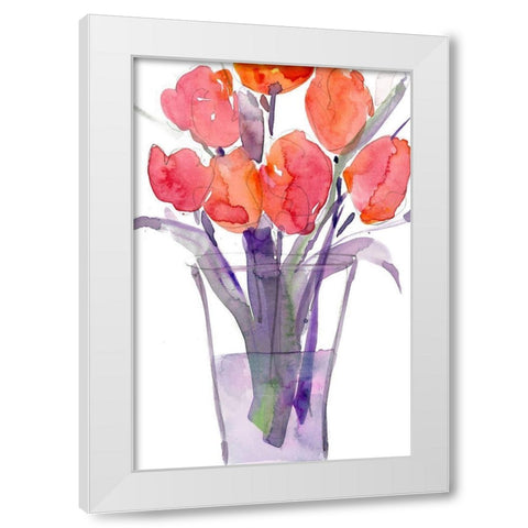 My Red Tulips II White Modern Wood Framed Art Print by Dixon, Samuel