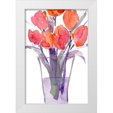 My Red Tulips II White Modern Wood Framed Art Print by Dixon, Samuel