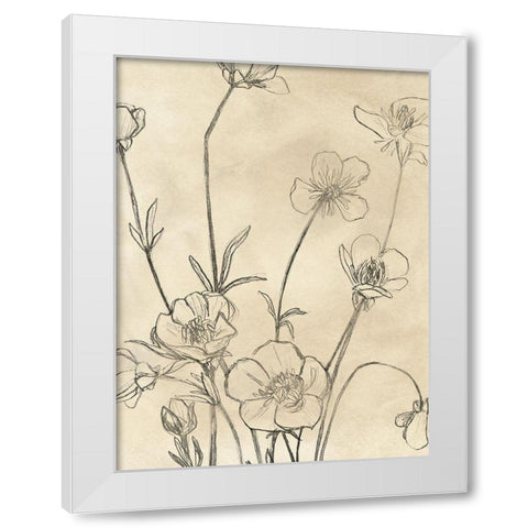 Vintage Wildflowers I White Modern Wood Framed Art Print by Vess, June Erica