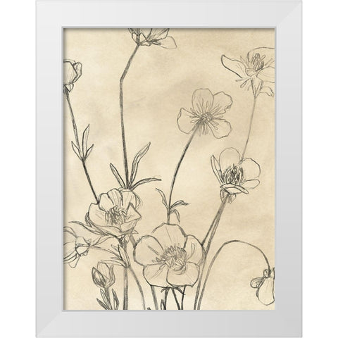 Vintage Wildflowers I White Modern Wood Framed Art Print by Vess, June Erica