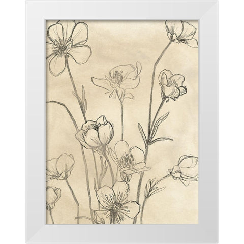 Vintage Wildflowers II White Modern Wood Framed Art Print by Vess, June Erica
