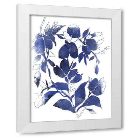 Indigo Branch I White Modern Wood Framed Art Print by Vess, June Erica