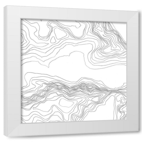 Topography Contour I White Modern Wood Framed Art Print by Vess, June Erica