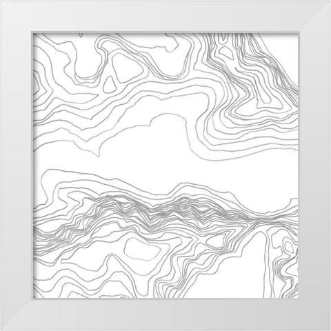 Topography Contour I White Modern Wood Framed Art Print by Vess, June Erica