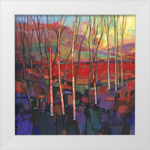 Patchwork Trees II White Modern Wood Framed Art Print by OToole, Tim