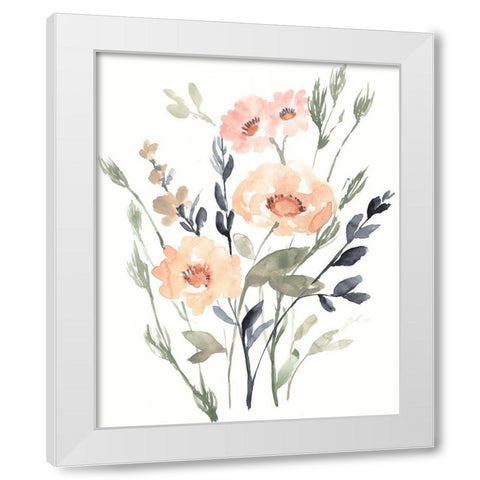 Peach and Paynes Bouquet I White Modern Wood Framed Art Print by Goldberger, Jennifer