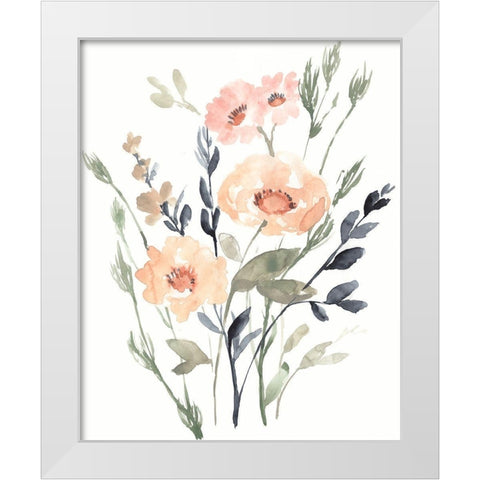 Peach and Paynes Bouquet I White Modern Wood Framed Art Print by Goldberger, Jennifer