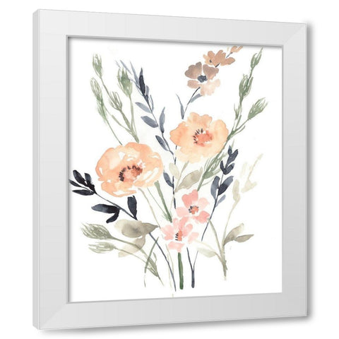 Peach and Paynes Bouquet II White Modern Wood Framed Art Print by Goldberger, Jennifer