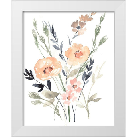 Peach and Paynes Bouquet II White Modern Wood Framed Art Print by Goldberger, Jennifer