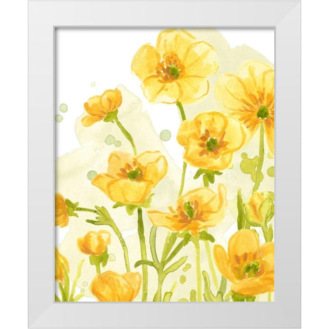 Sunshine Meadow IV White Modern Wood Framed Art Print by Vess, June Erica