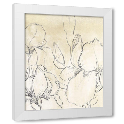 Iris Garden Sketch I White Modern Wood Framed Art Print by Vess, June Erica