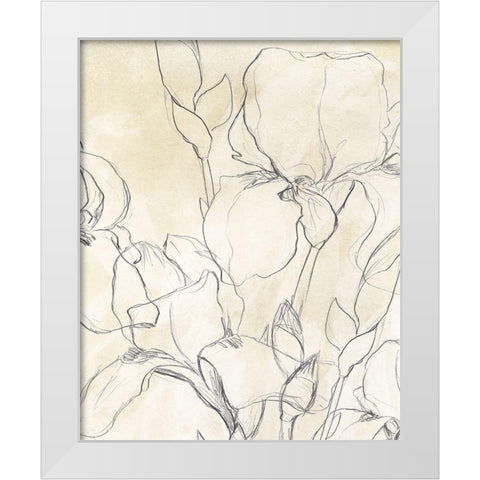 Iris Garden Sketch II White Modern Wood Framed Art Print by Vess, June Erica