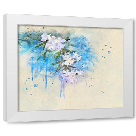 White Blossoms White Modern Wood Framed Art Print by Vest, Chris