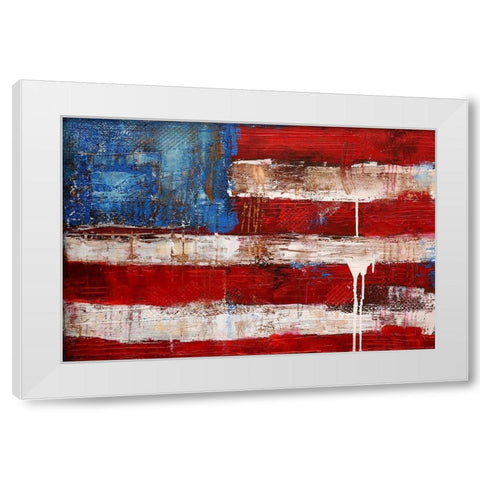 Ashley American Flag White Modern Wood Framed Art Print by Ashley, Erin