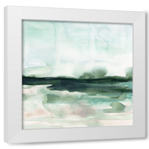 Green Coast I White Modern Wood Framed Art Print by Vess, June Erica