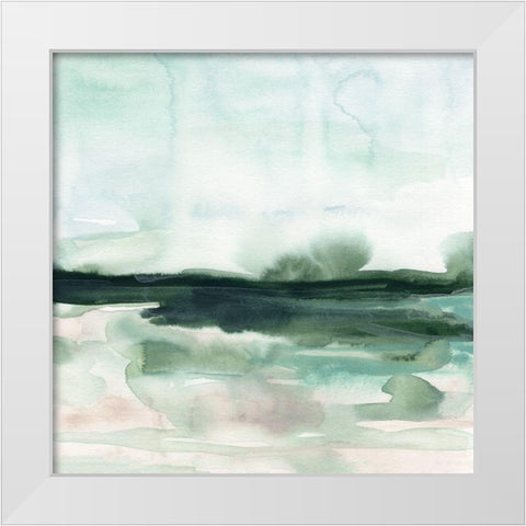 Green Coast I White Modern Wood Framed Art Print by Vess, June Erica