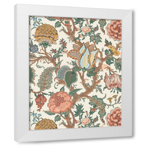 Pastel Jacobean Floral I White Modern Wood Framed Art Print by Baxter Mill Archive