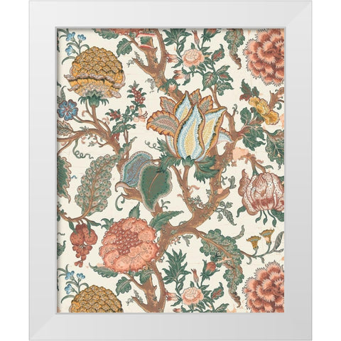 Pastel Jacobean Floral I White Modern Wood Framed Art Print by Baxter Mill Archive