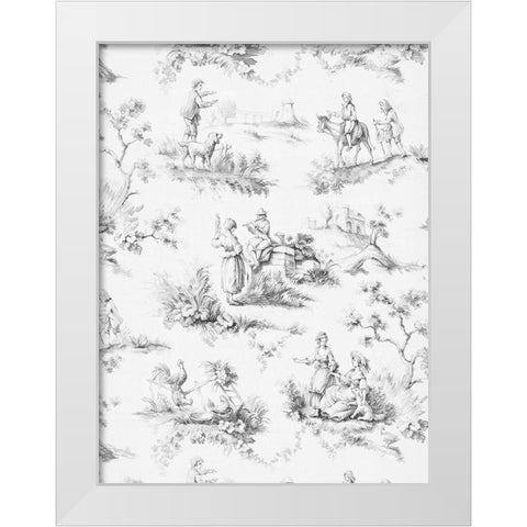 Toile Design in Grey White Modern Wood Framed Art Print by Baxter Mill Archive