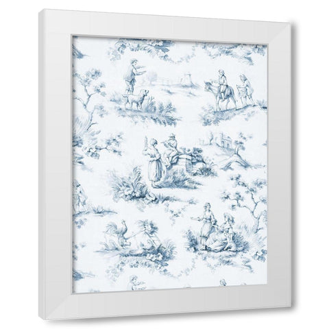 Toile Design in Blue White Modern Wood Framed Art Print by Baxter Mill Archive