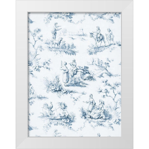 Toile Design in Blue White Modern Wood Framed Art Print by Baxter Mill Archive