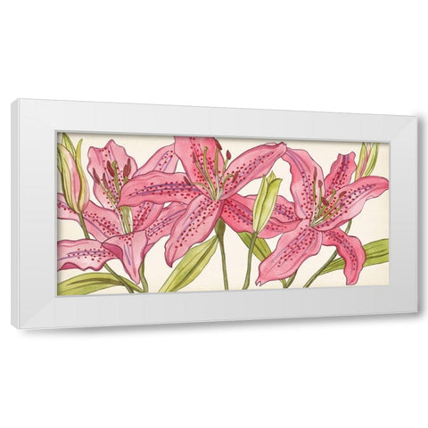 Pink Lilies I White Modern Wood Framed Art Print by Wang, Melissa