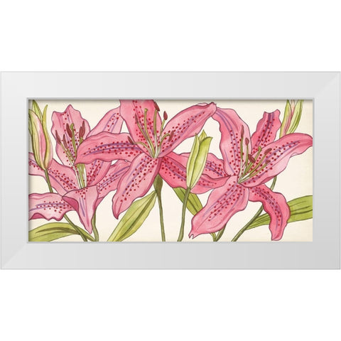 Pink Lilies I White Modern Wood Framed Art Print by Wang, Melissa