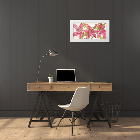 Pink Lilies II White Modern Wood Framed Art Print by Wang, Melissa