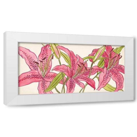 Pink Lilies II White Modern Wood Framed Art Print by Wang, Melissa